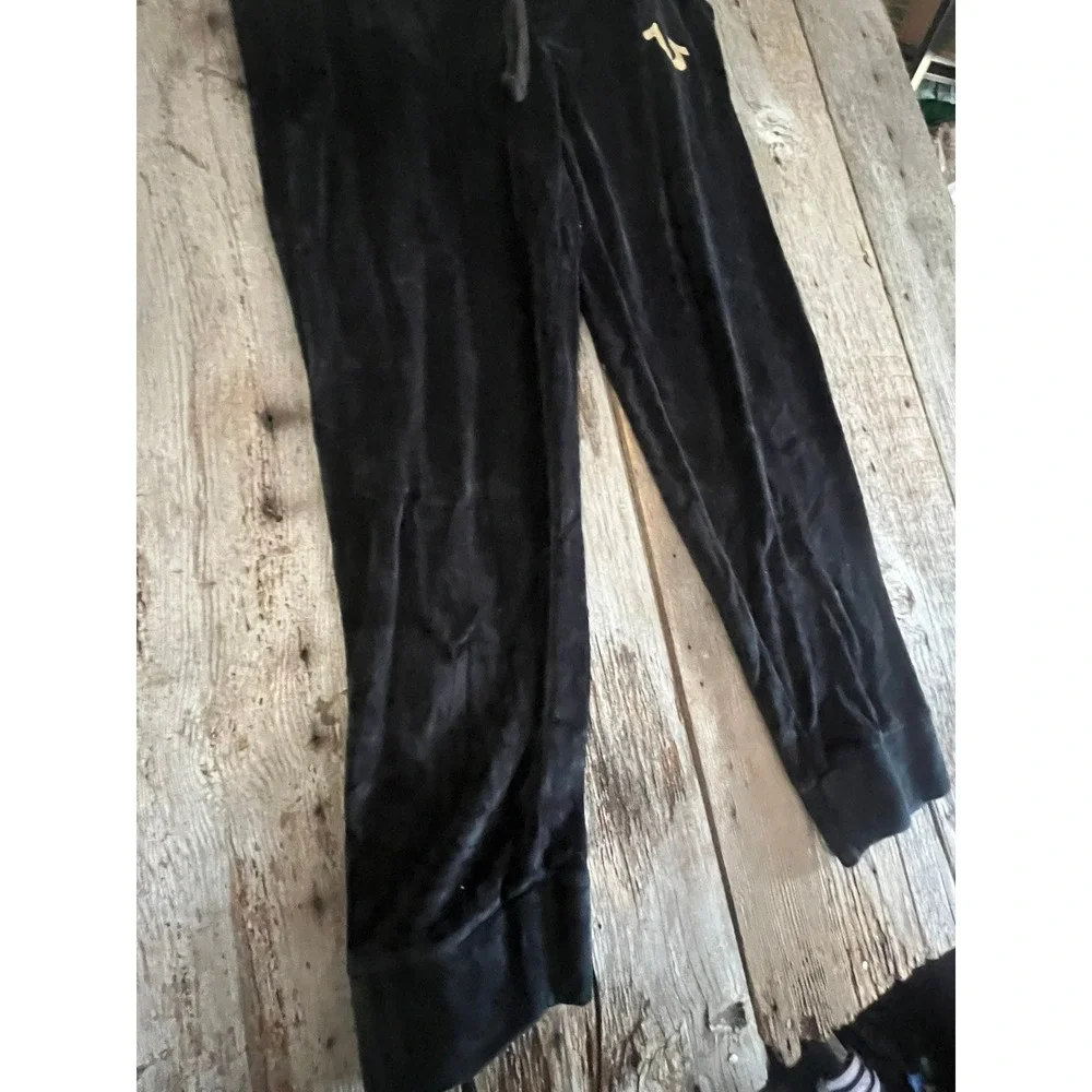 True Religion Mens Velour Jogger Sweatpants Black Gold Horseshoe Logo 101383 S